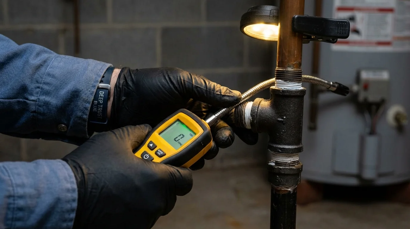Gas leak detection with electronic sniffer by Johns Plumbing LLC in Chillicothe