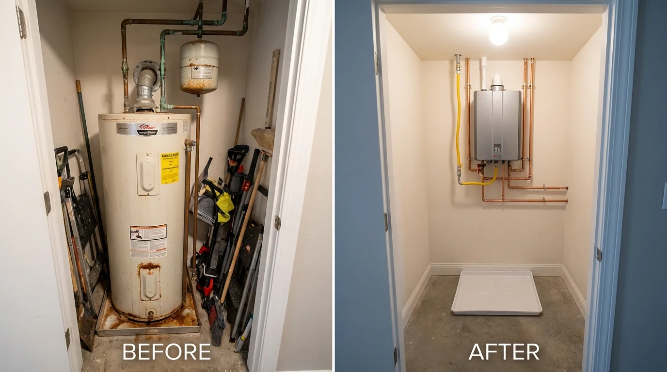 Tank water heater versus wall-mounted tankless unit comparison for Chillicothe, OH homeowners